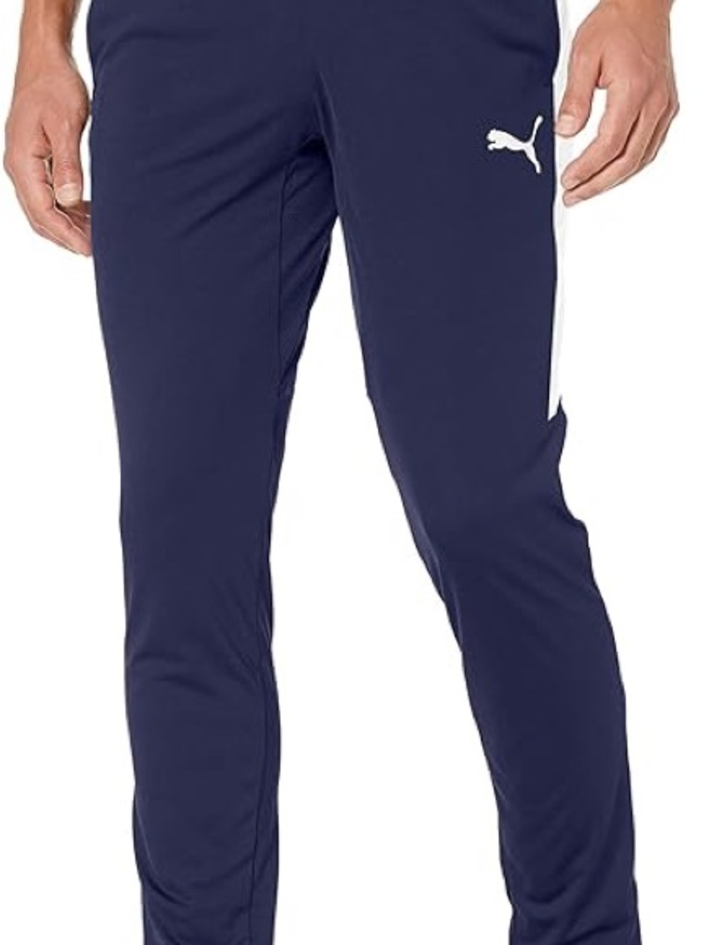 Puma Navy Track Pants with White Side Stripe